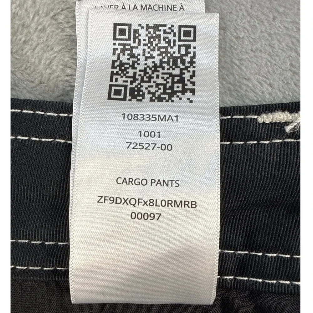 True Religion Cargo Pants Mens 34 Jet Black Contrast Stitch NEW